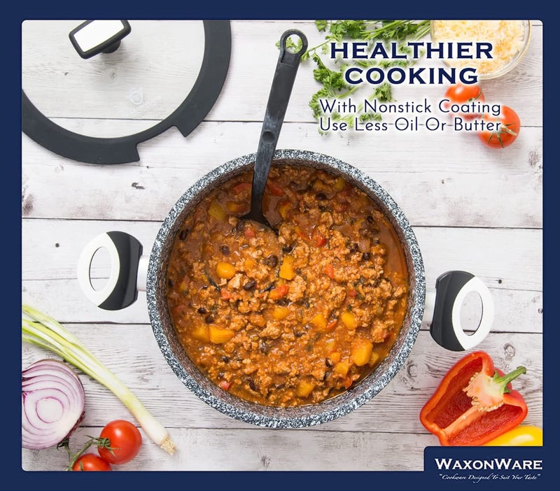 WaxonWare 5.25 Quart Ceramic Nonstick Stock Pot with Lid - Cooking Pot, Non Toxic PFOA Free, Soup With Lid, Induction Compatible Large Pot for Cooking - Stonetec Series - Image 3